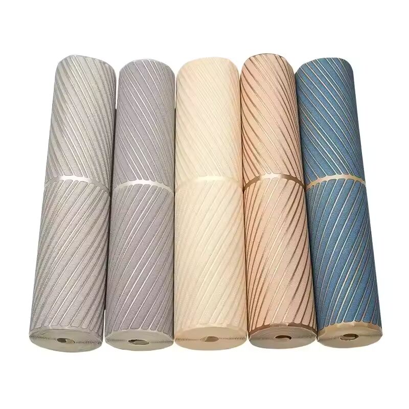 9.5M New Deerskin Velvet Modern Wallpaper 3D High Quality Non woven Striped Living Room Decoration Wallpapers
